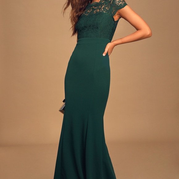 Lulus Dresses & Skirts - Lulus Hopeful Romantic Hunter Green Lace Mermaid Maxi Dress - Size S